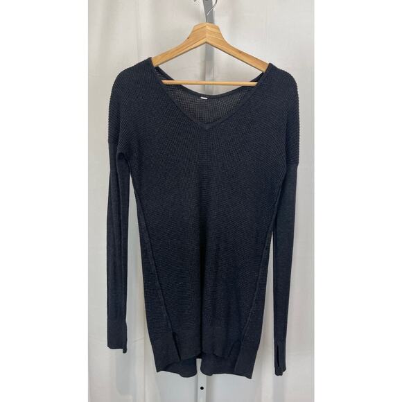 LULULEMON The Sweater Life V Neck Pullover Heathered Black Gray Estimated 6 8 S - Picture 8 of 8